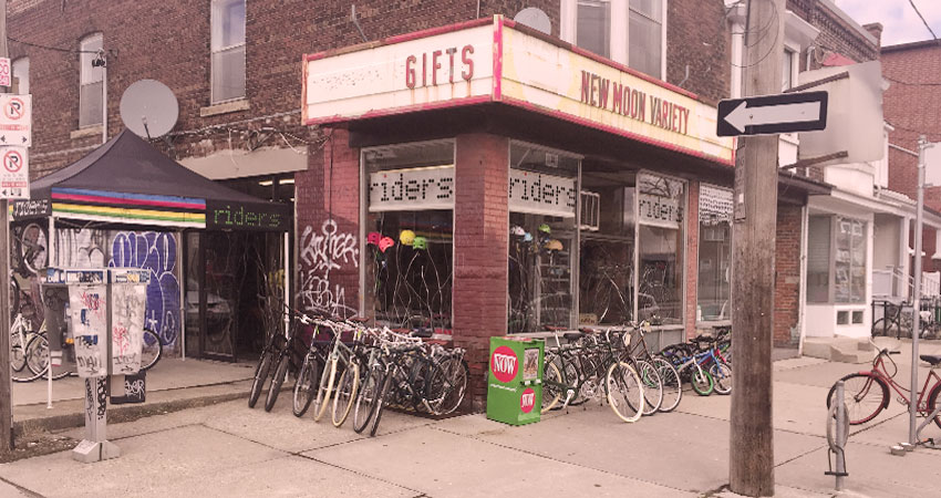 Bicycles inside the Riders shop